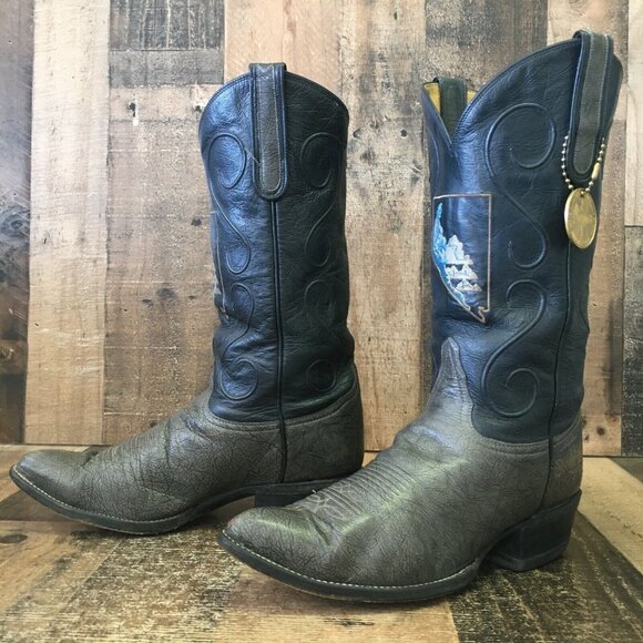 Tony Lama Vintage Gold Label Firefighter Theme Cowboy Boots Mens 9 E - Picture 1 of 12